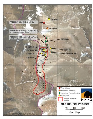Filo Mining Plan Map Satellite Image April 2021 (CNW Group/Filo Mining Corp.)