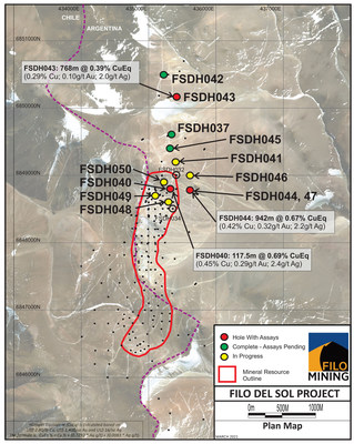 Filo Mining Drill Hole Location Plan Map (CNW Group/Filo Mining Corp.)
